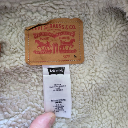 Vintage Levi’s Sherpa Denim Trucker Jacket – Youth M (10–12) - USASTARFASHION