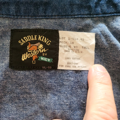 Vintage Saddle King Western Denim Shirt – 18x37 Tall - USASTARFASHION