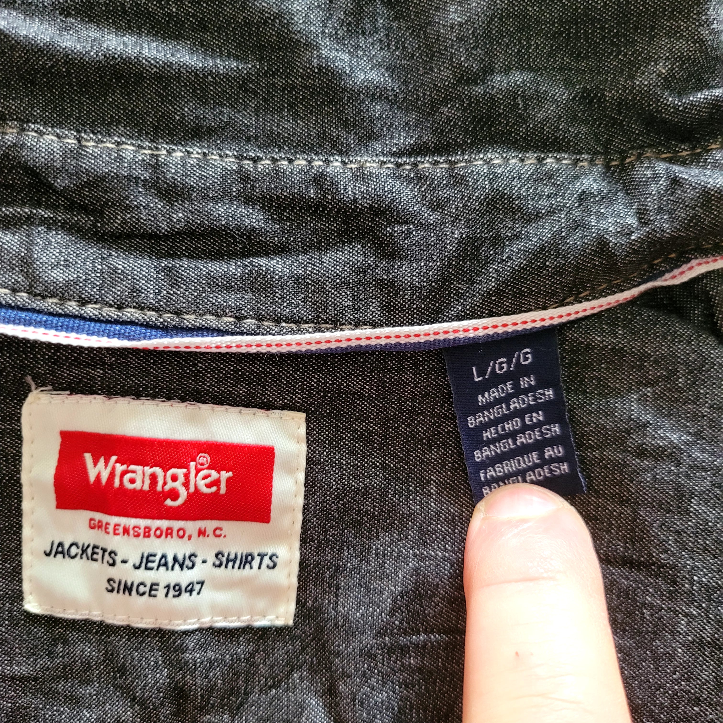 Vintage Wrangler Western Black Denim Shirt – Size L - USASTARFASHION