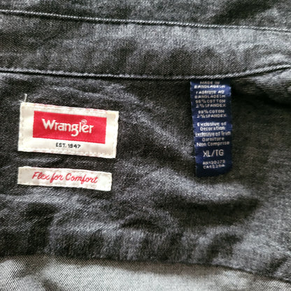 Vintage Wrangler Flex Western Shirt – Charcoal Black, XL - USASTARFASHION