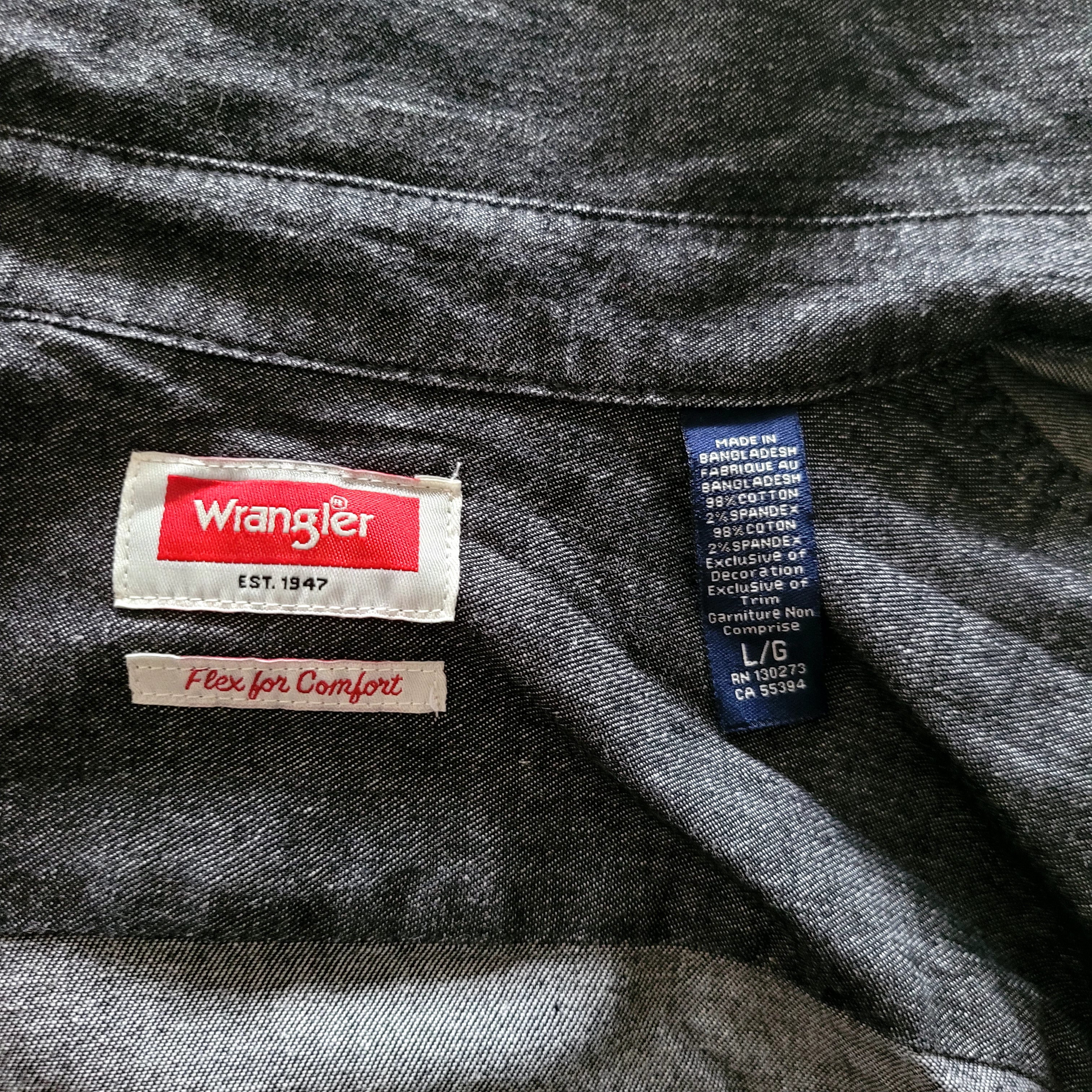 Vintage Wrangler Flex Western Shirt – Charcoal Black, Size L - USASTARFASHION