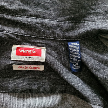 Vintage Wrangler Flex Western Shirt – Charcoal Black, Size L - USASTARFASHION