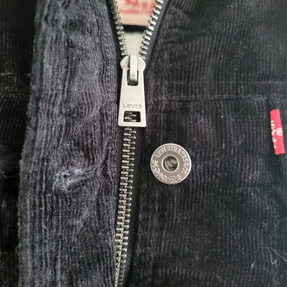 Levi’s Sherpa Lined Black Corduroy Hooded Jacket – Size XS - USASTARFASHION