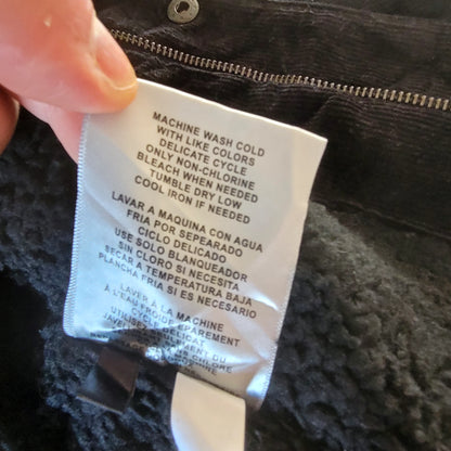 Levi’s Black Corduroy Sherpa Jacket with Hood – Size M - USASTARFASHION