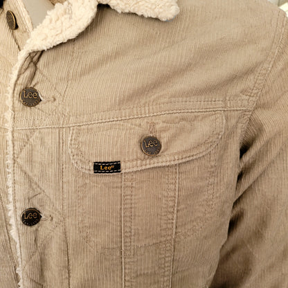 Lee Storm Rider Sherpa-Lined Corduroy Jacket – Tan, Size M - USASTARFASHION