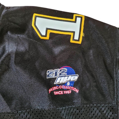 212 NYC Y2K Football Jersey 10 – Black & Gold – Patent Leather Numbers – VTG - USASTARFASHION