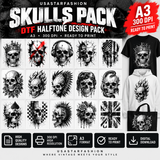 Skulls DTF halftone design pack cover artwork