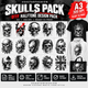 Skulls DTF halftone design pack cover artwork
