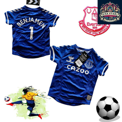 Official Hummel Everton FC Baby T-Shirt 12-18 Months Benjamen #1, Blue with White Accents - USASTARFASHION