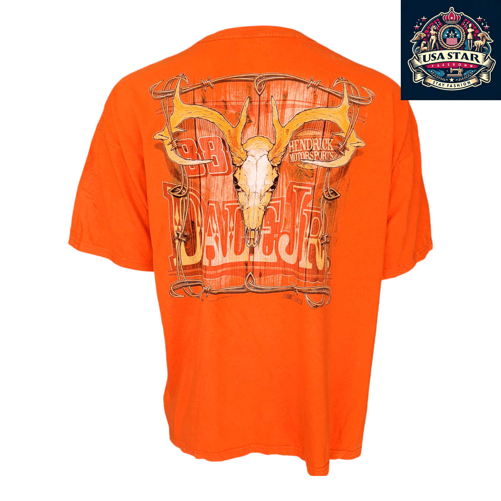 Dale Earnhardt Jr. #88 Vintage Racing T-Shirt 2XL Orange - Breathable Comfort by Chase Authentics - USASTARFASHION