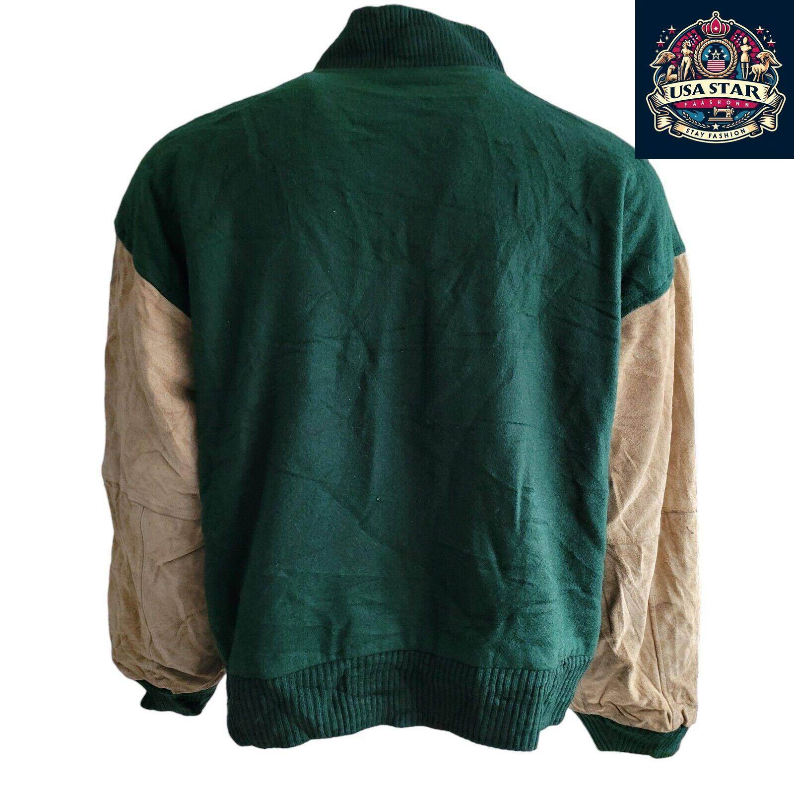 Burk's Bay Men's Wool Leather Jacket - XL Montpelier Nut Real Leather Sleeves, Timeless Style - USASTARFASHION
