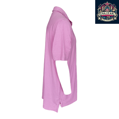 Ralph Lauren Polo Shirt Vintage Lisle Pink Stripe XL - Comfortable Style for Golf & Casual Wear - USASTARFASHION