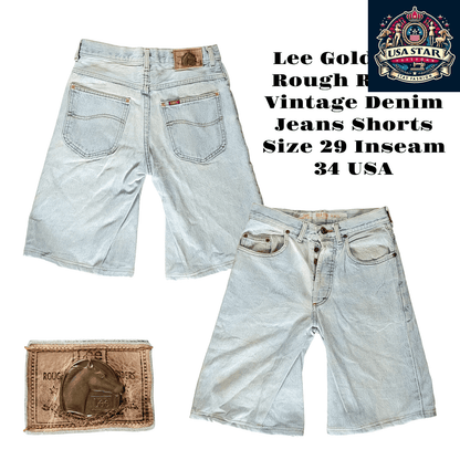 Lee Vintage Denim Shorts, Size 29, Inseam 34, Gold Star Rough Riders, USA Quality, Classic Look - USASTARFASHION