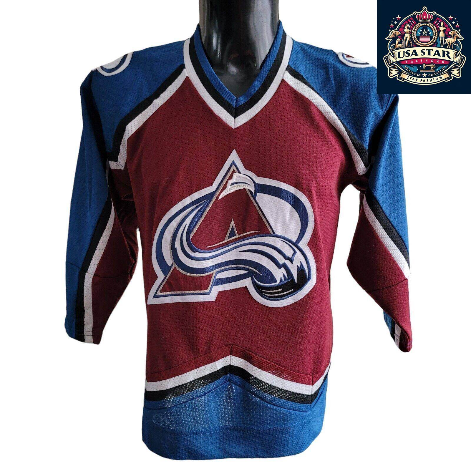 Colorado Avalanche Hockey Shirt - Vintage 90s Authentic Design for Youth L/XL - Made in Canada - USASTARFASHION