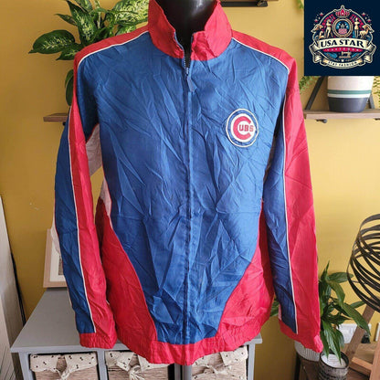 Chicago Cubs Jacket Men's L Full Zip Embroidered Premium Fit Stylish Design for Game Day - USASTARFASHION