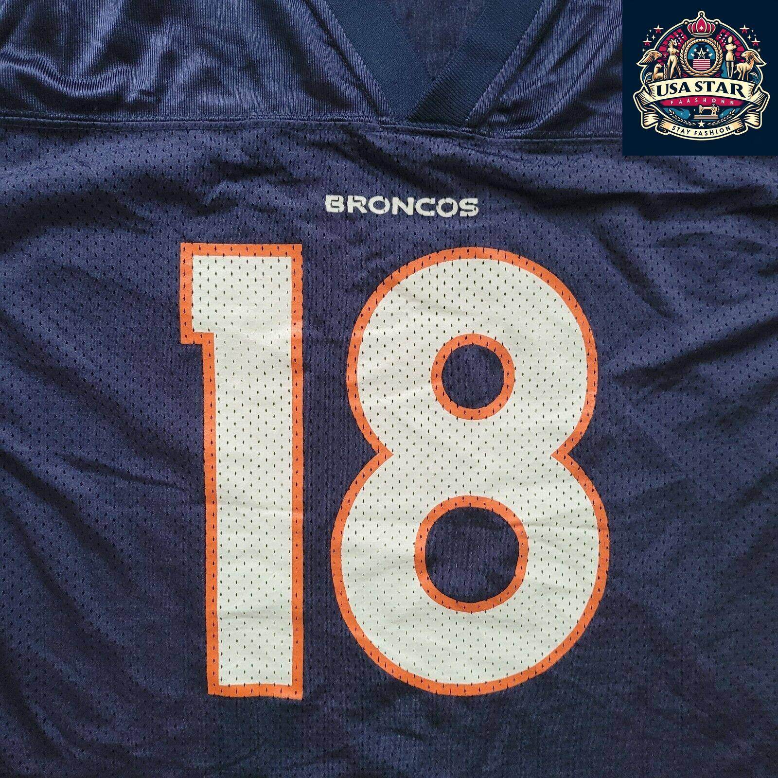 Denver Broncos Jersey Shirt Youth L 18 Peyton Manning - Durable Comfortable Fan Wear - USASTARFASHION