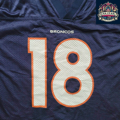 Denver Broncos Jersey Shirt Youth L 18 Peyton Manning - Durable Comfortable Fan Wear - USASTARFASHION