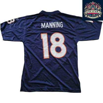 Denver Broncos Jersey Shirt Youth L 18 Peyton Manning - Durable Comfortable Fan Wear - USASTARFASHION