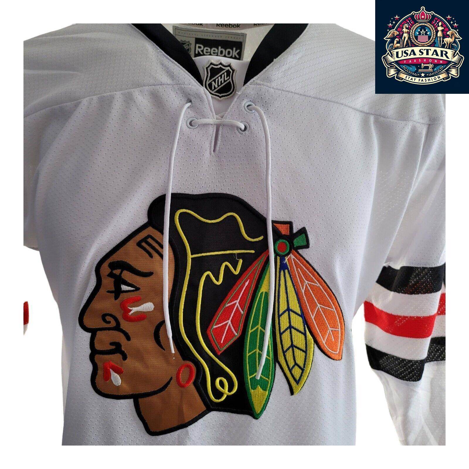 Reebok Chicago Blackhawks Youth Jersey L/XL - Vintage White Design with Iconic Logo - USASTARFASHION