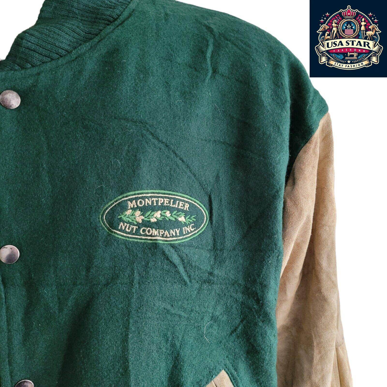Burk's Bay Men's Wool Leather Jacket - XL Montpelier Nut Real Leather Sleeves, Timeless Style - USASTARFASHION