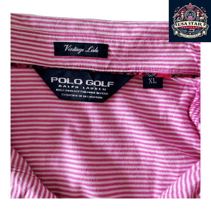 Ralph Lauren Polo Shirt Vintage Lisle Pink Stripe XL - Comfortable Style for Golf & Casual Wear - USASTARFASHION