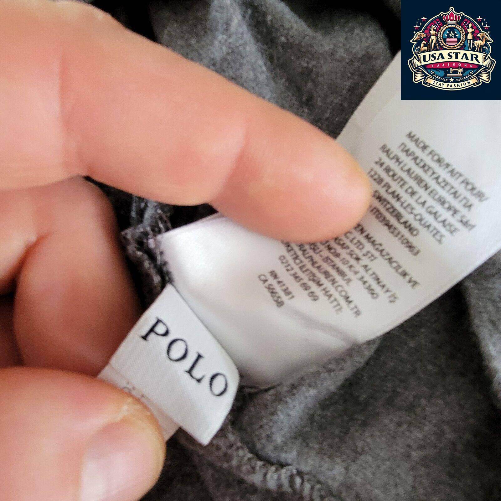 Polo Ralph Lauren T-Shirt for Men, Grey Round Neck Size L with Iconic Logo & Comfortable Fit - USASTARFASHION