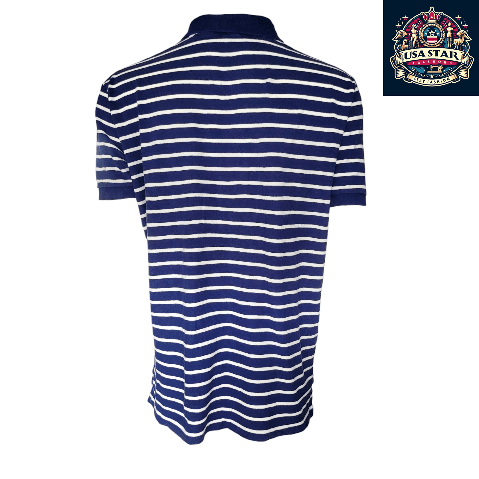 Polo Ralph Lauren Men's Polo Shirt XL Blue Striped 100% Cotton Short Sleeve Classic Fit - USASTARFASHION