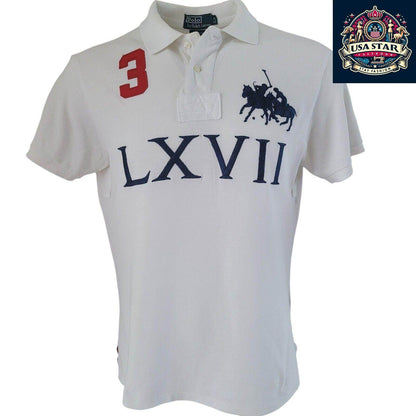 Ralph Lauren Polo Shirt PRL Club Challenge Cup MCMLXVII Vintage Sz L 100% Cotton Short Sleeve - USASTARFASHION