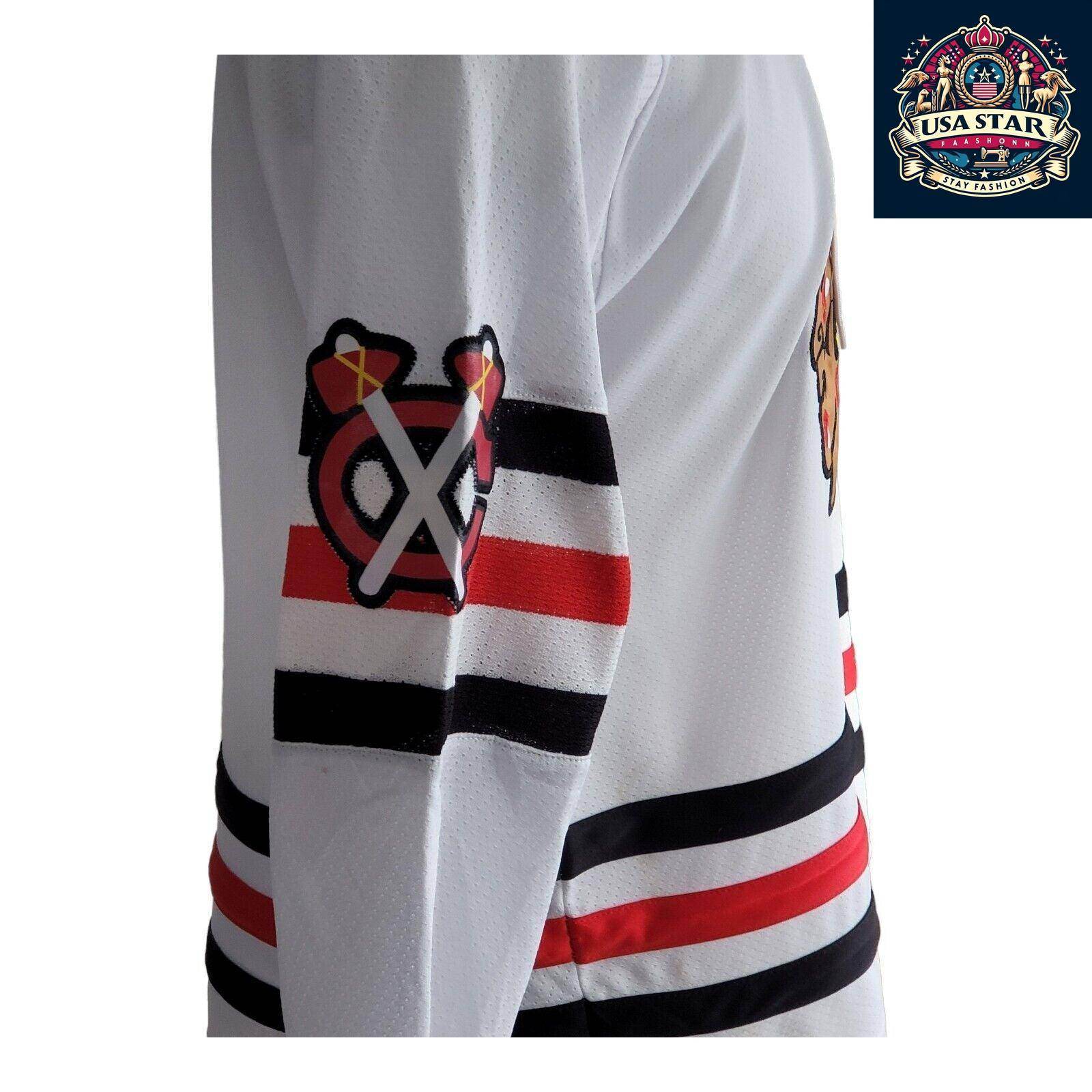 Reebok Chicago Blackhawks Youth Jersey L/XL - Vintage White Design with Iconic Logo - USASTARFASHION