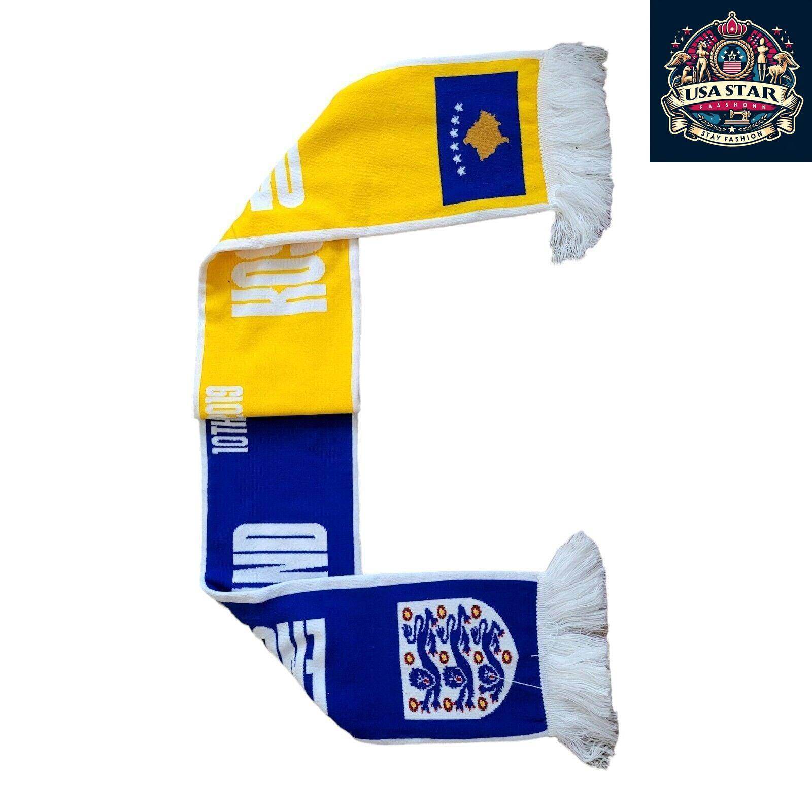 2019 England FA vs Kosovo Official Matchday Friendship Scarf - Soft, Durable, Collector's Item - USASTARFASHION