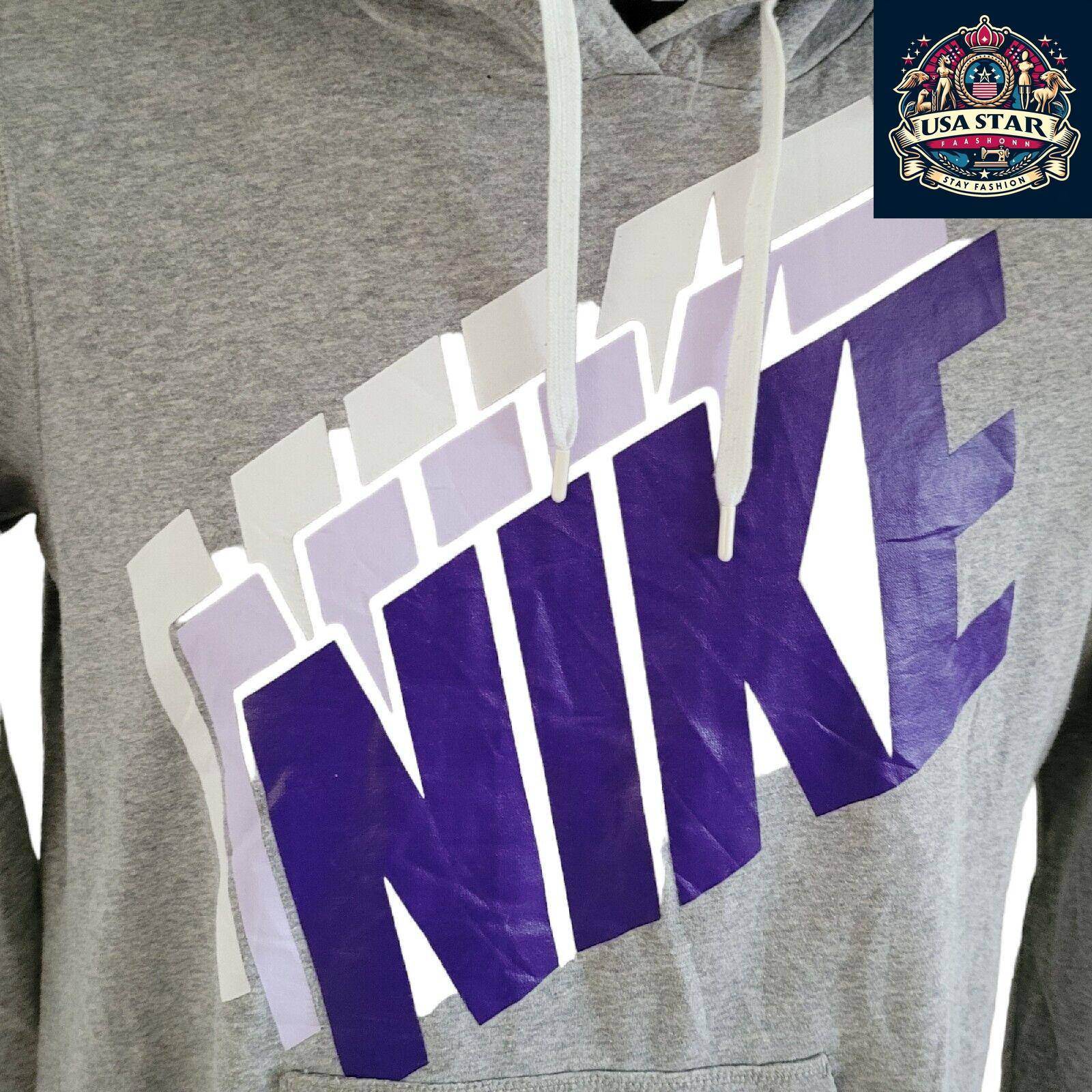Nike Women's Hoodie - Cozy Large Pullover in Grey, Breathable Cotton, Stylish Logo - USASTARFASHION