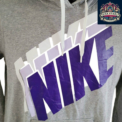 Nike Women's Hoodie - Cozy Large Pullover in Grey, Breathable Cotton, Stylish Logo - USASTARFASHION