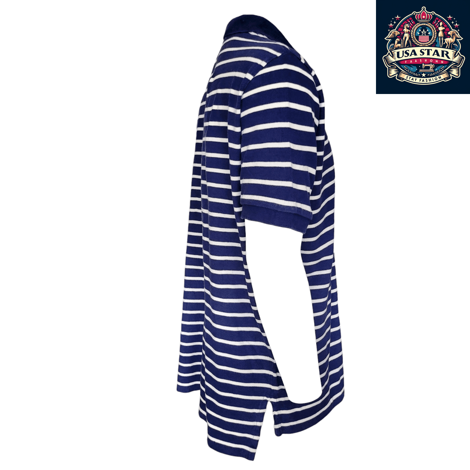 Polo Ralph Lauren Men's Polo Shirt XL Blue Striped 100% Cotton Short Sleeve Classic Fit - USASTARFASHION