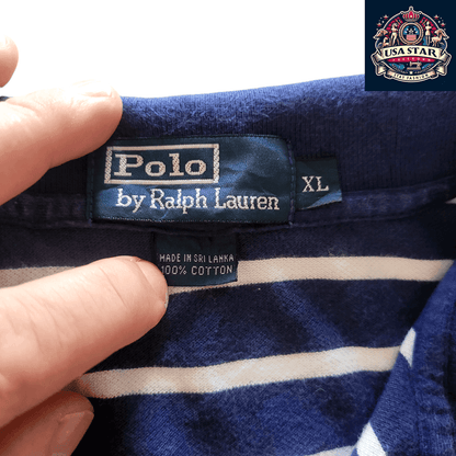 Polo Ralph Lauren Men's Polo Shirt XL Blue Striped 100% Cotton Short Sleeve Classic Fit - USASTARFASHION