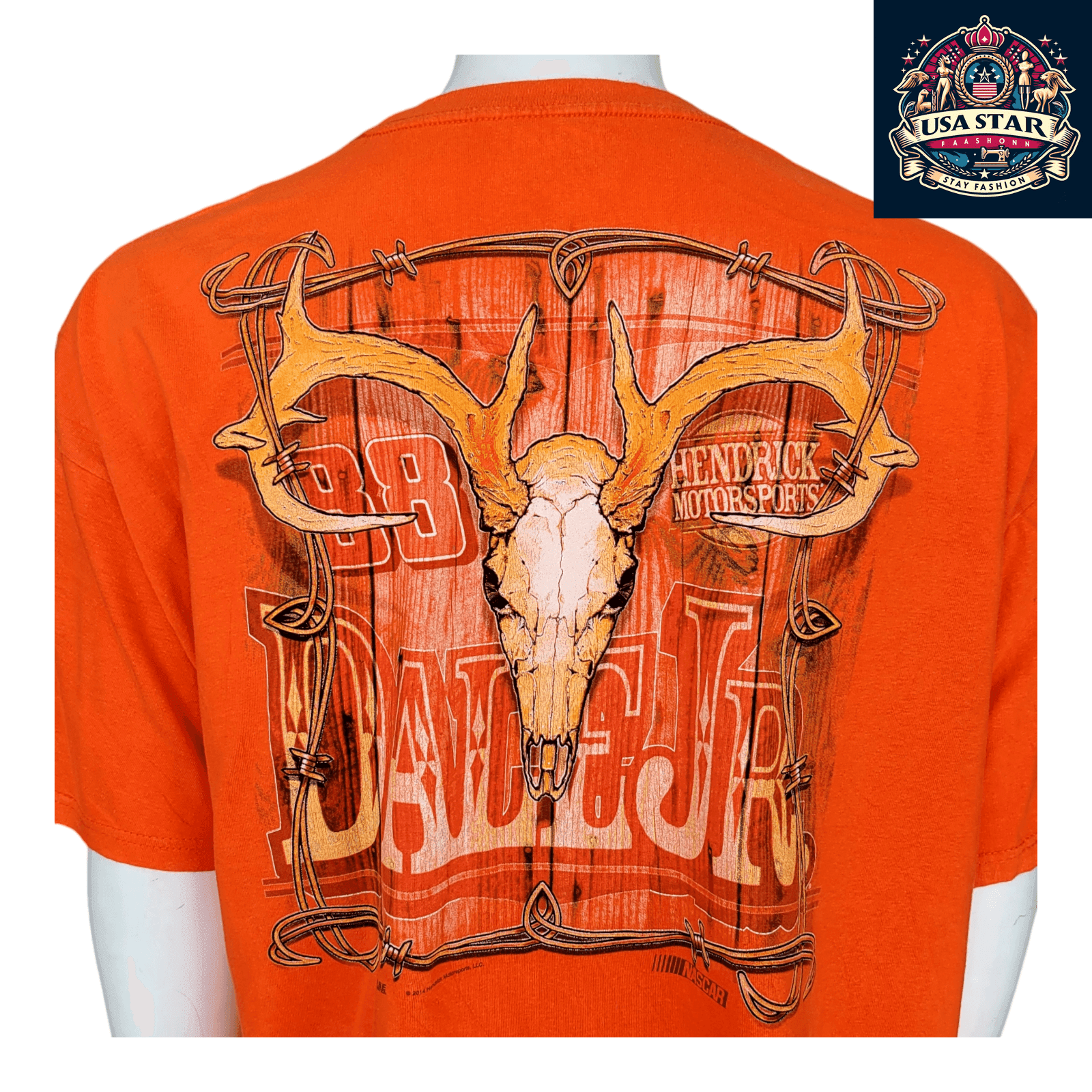 Dale Earnhardt Jr. #88 Vintage Racing T-Shirt 2XL Orange - Breathable Comfort by Chase Authentics - USASTARFASHION