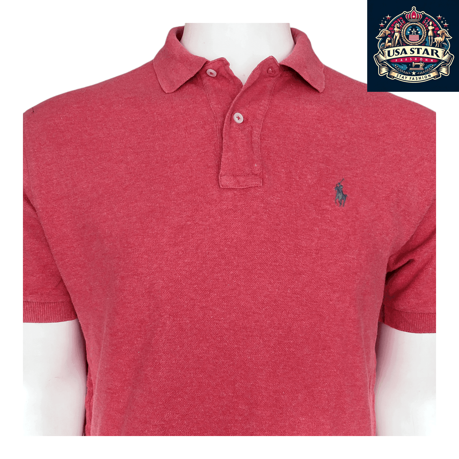 Polo Ralph Lauren Men's Red Classic Fit Polo Shirt, 100% Cotton, Timeless Casual Style, Size M - USASTARFASHION