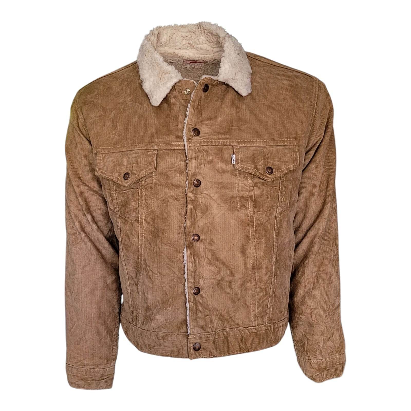 90s Levi’s 70605 - 15 Tan Corduroy Sherpa Jacket – Size M - USASTARFASHION