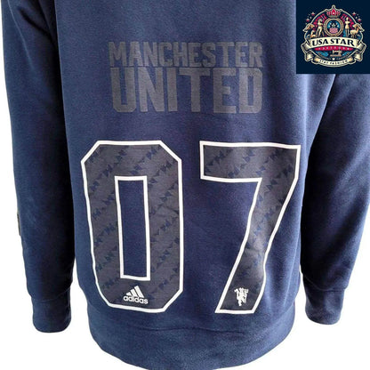 Adidas Navy Blue Hoodie | Manchester United XL Edition with Number 07 | Cozy & Stylish - USASTARFASHION
