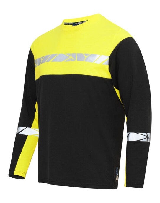 ProJob Workwear PJ647002 ProJob Progression 7002 LS T-Shirt - Black/Yellow