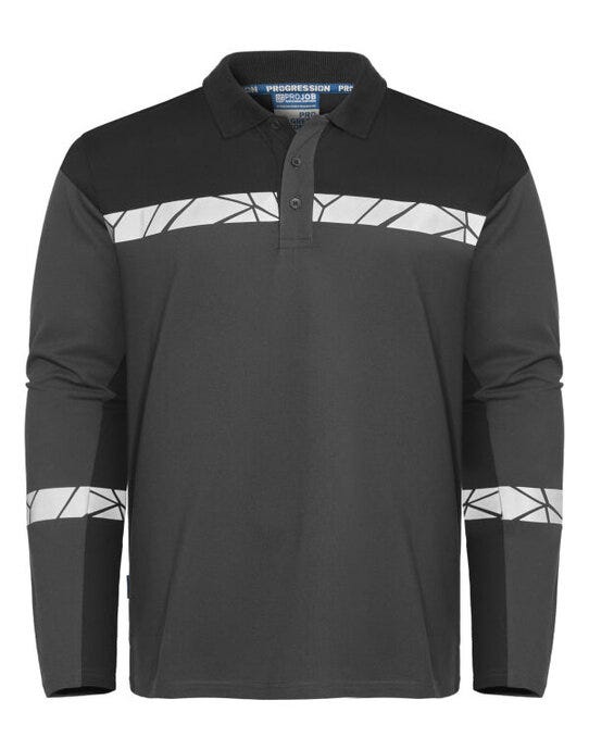 ProJob Workwear PJ647004 ProJob Progression 7004 LS Pique Polo - Grey/Black
