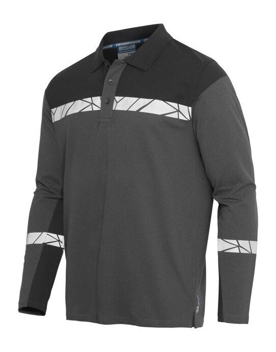 ProJob Workwear PJ647004 ProJob Progression 7004 LS Pique Polo - Grey/Black