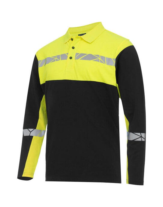 ProJob Workwear PJ647004 ProJob Progression 7004 LS Pique Polo - Black/Yellow