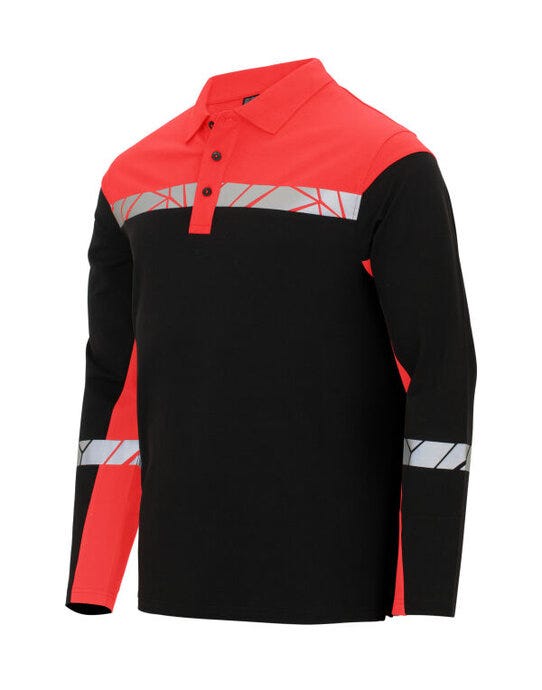 ProJob Workwear PJ647004 ProJob Progression 7004 LS Pique Polo - Black/Red