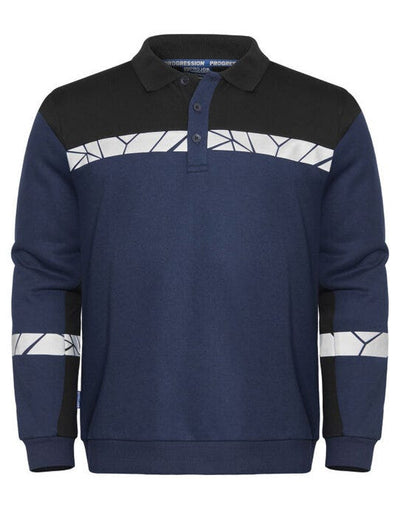 ProJob Workwear PJ647100 ProJob Progression 7100 LS Polo Sweat - Navy/Black