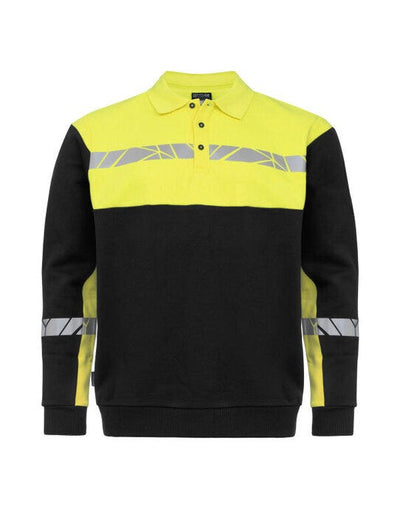 ProJob Workwear PJ647100 ProJob Progression 7100 LS Polo Sweat - Black/Yellow