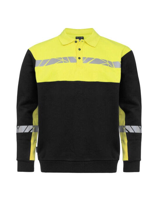 ProJob Workwear PJ647100 ProJob Progression 7100 LS Polo Sweat - Black/Yellow