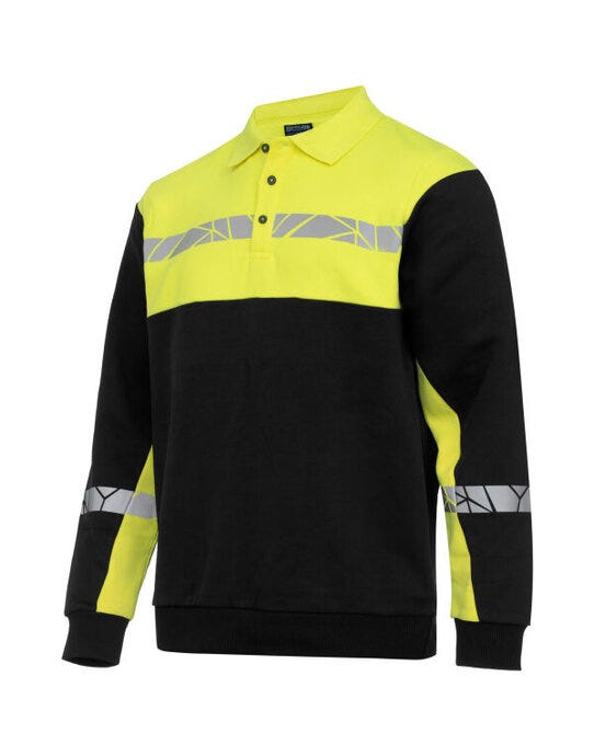 ProJob Workwear PJ647100 ProJob Progression 7100 LS Polo Sweat - Black/Yellow