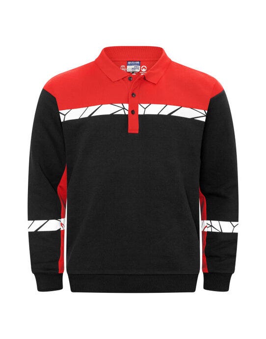 ProJob Workwear PJ647100 ProJob Progression 7100 LS Polo Sweat - Black/Red