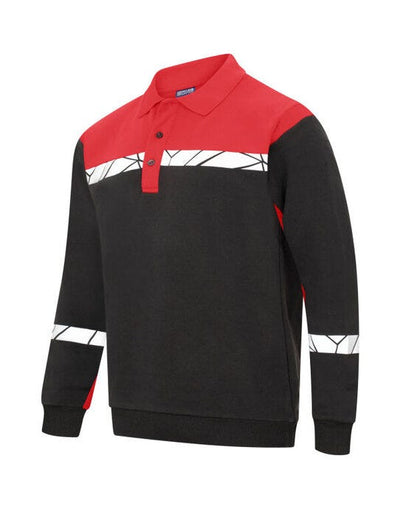 ProJob Workwear PJ647100 ProJob Progression 7100 LS Polo Sweat - Black/Red