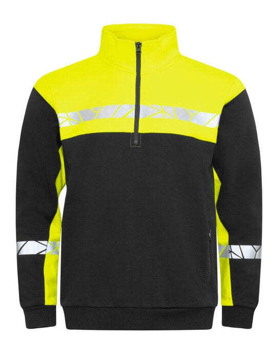 ProJob Workwear PJ647102 ProJob Progression 7102 Half Zip Sweat - Black/Yellow